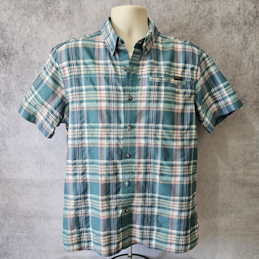 Eddie Bauer Travex Plaid Short Sleeve Button Down Shirt - Picture 2 of 10